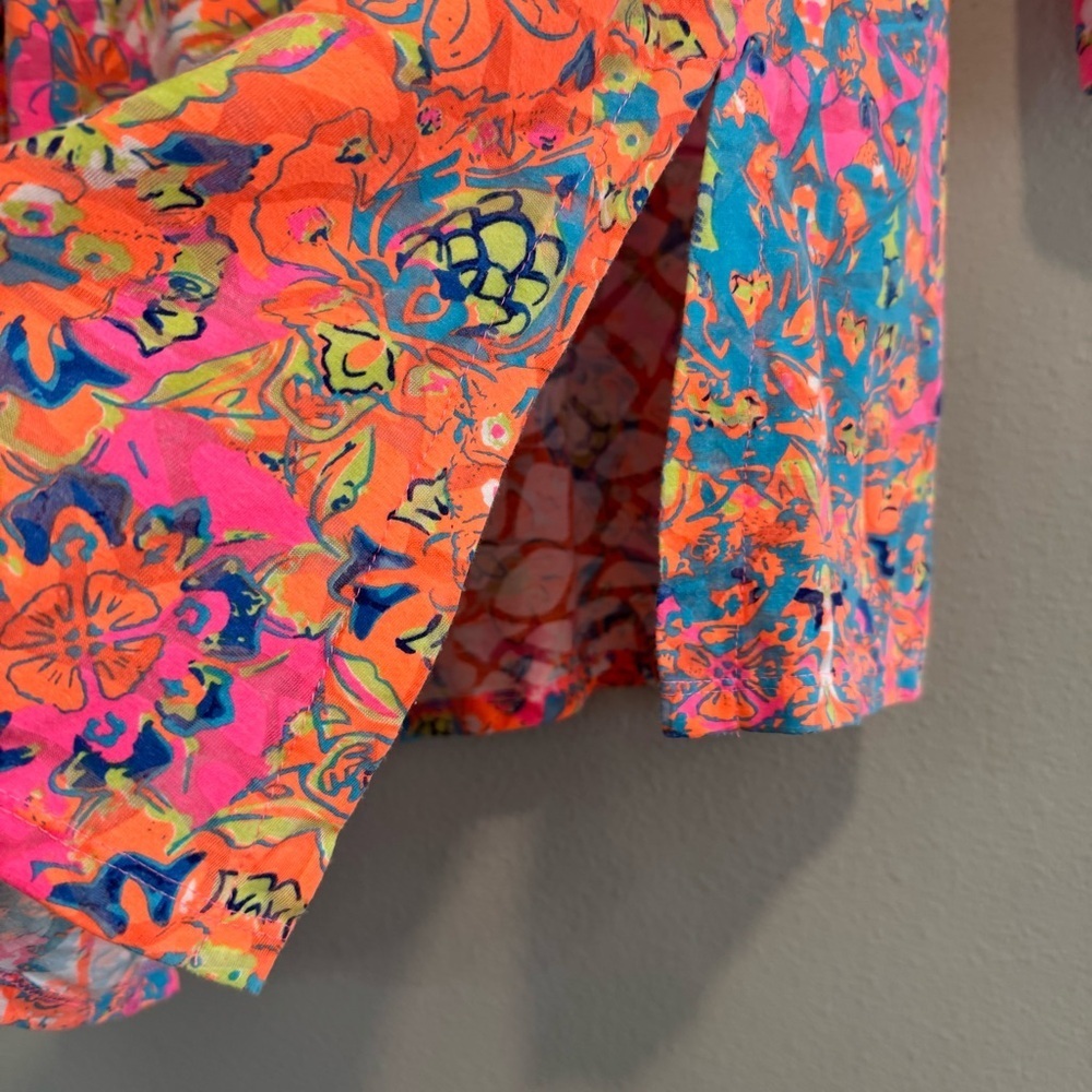 Lulu B Vibrant Floral Tunic Top 3/4 Sleeves Lightweight Relaxed Fit Beach S - Picture 4 of 7